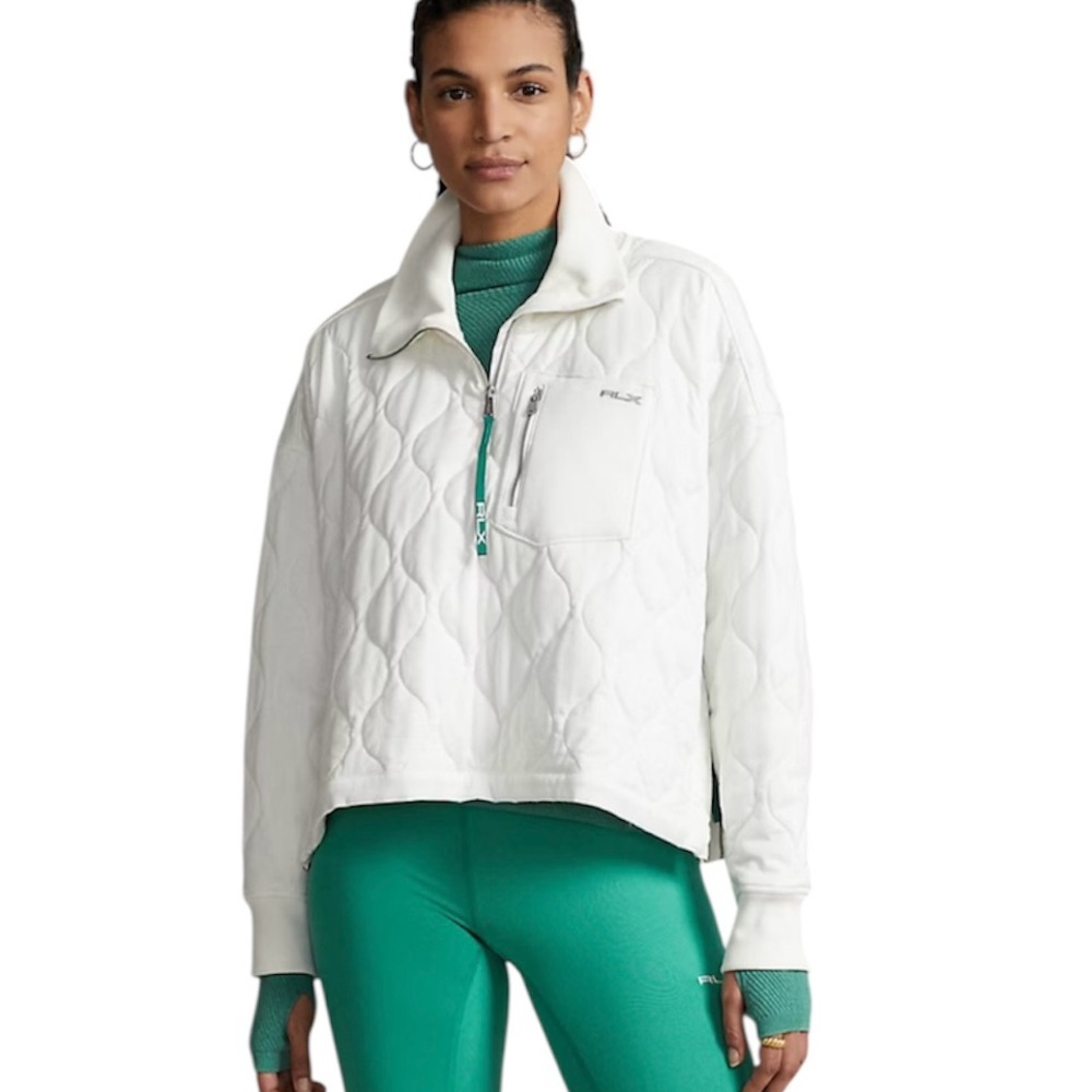 NWT Ralph Lauren RLX Oversized White Quilted Pullover Jacket Coat Puffer L